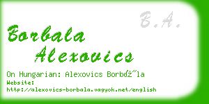 borbala alexovics business card